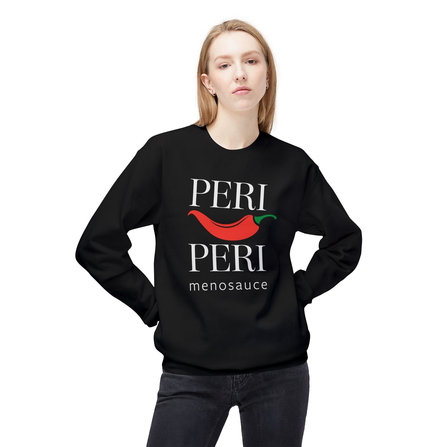 Peri Peri Menosauce Graphic Block Midweight Fleece Sweatshirt